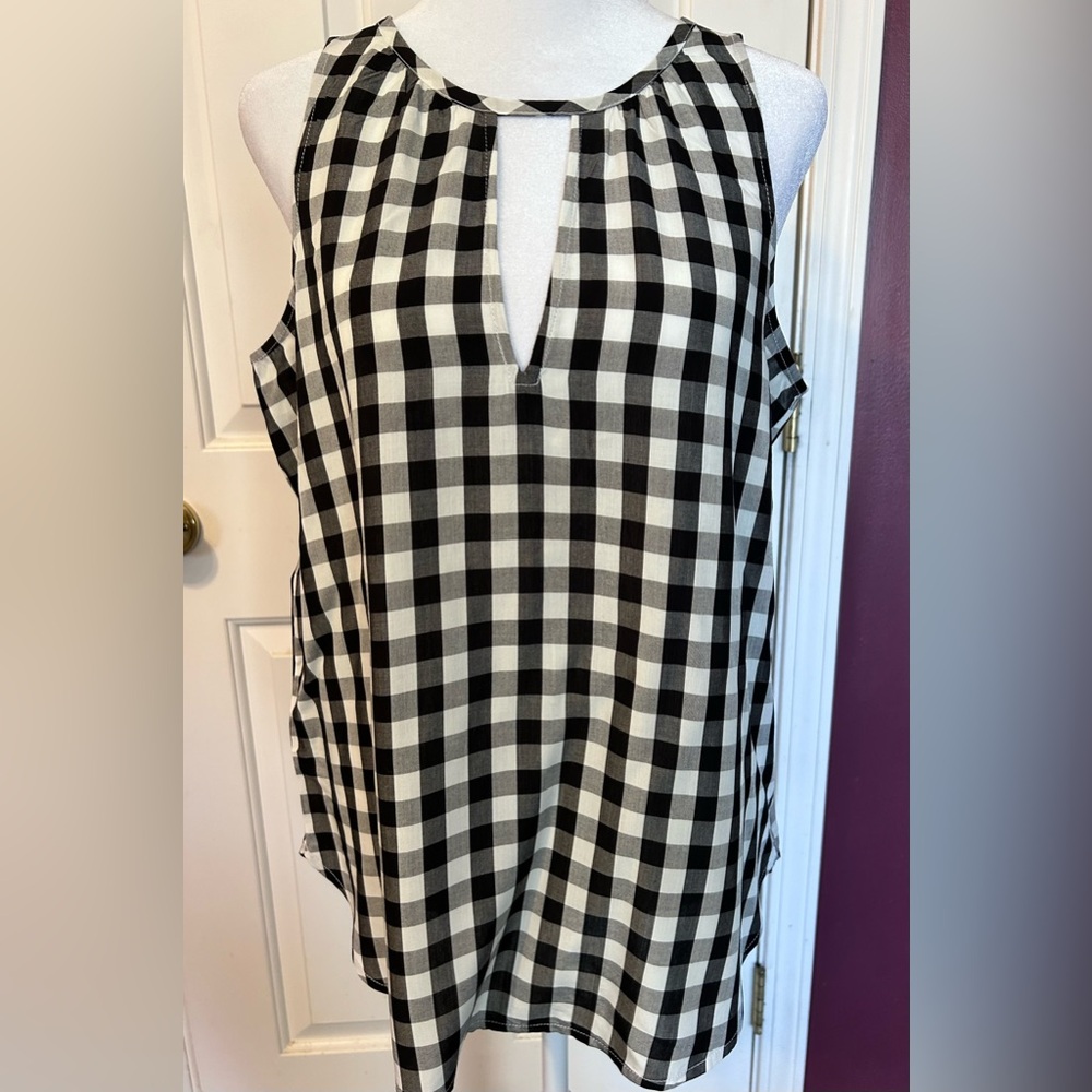 Ann Taylor LOFT Black and White Gingham Sleeveless Blouse Size Small